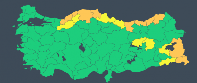 Meteoroloji, 19 kenti sarı ve turuncu kodla uyardı